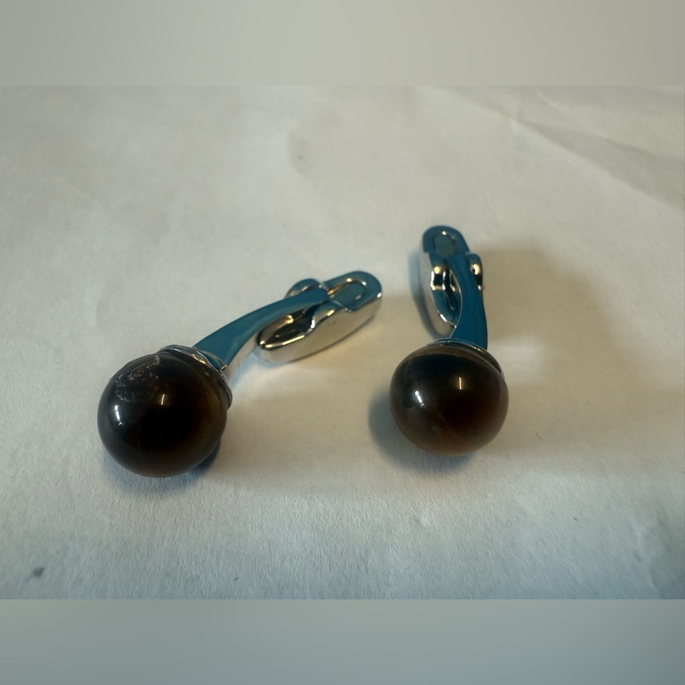 Jos A Banks Elegant Silver and Brown Cufflinks EA043